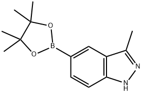 3-メチル-5-(4,4,5,5-テトラメチル-1,3,2-ジオキサボロラン-2-イル)-1H-インダゾール 化学構造式