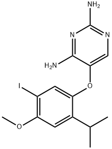 5-(5-碘-2-异丙基-4-甲氧基苯氧基)嘧啶-2,4-二胺, 865305-30-2, 结构式