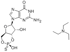 グアノシン-3′,5′-サイクリックモノホスホロチオアート, RP-異性体 トリエチルアンモニウム塩 化学構造式