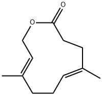 (5E,9E)-5,9-ジメチルオキサシクロウンデカ-5,9-ジエン-2-オン 化学構造式