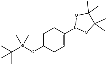 叔丁基 - 二甲基 - [4-(4,4,5,5-四甲基-1,3,2-二氧硼杂环戊烷-2-基)环己-3-烯-1-基]氧基硅烷 结构式