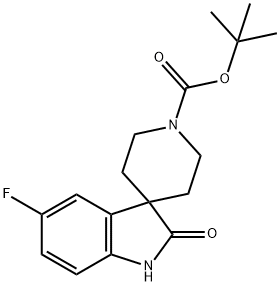 TERT-ブチル 5-フルオロ-2-オキソ-1,2-ジヒドロスピロ[インドール-3,4'-ピペリジン]-1'-カルボキシレート 化学構造式