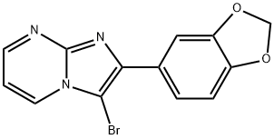2-(1,3-ベンゾジオキソール-5-イル)-3-ブロモイミダゾ[1,2-A]ピリミジン 化学構造式