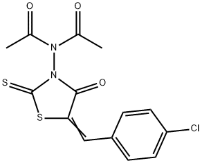 N-acetyl-N-{5-[(Z)-(4-chlorophenyl)methylidene]-4-oxo-2-thioxo-1,3-thiazolan-3-yl}acetamide Struktur