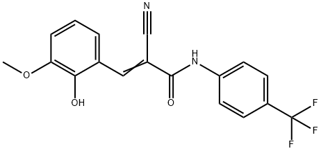 (E)-2-cyano-3-(2-hydroxy-3-methoxyphenyl)-N-[4-(trifluoromethyl)phenyl]-2-propenamide Struktur