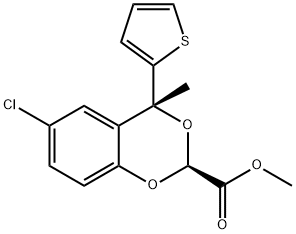 1,3-Benzodioxan-2-carboxylic acid, 6-chloro-4-methyl-4-(2-thienyl)-, m ethyl ester, (E)- Structure