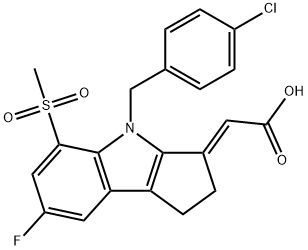 (E)-2-(4-(4-chlorobenzyl)-7-fluoro-5-(Methylsulfonyl)-1,2-dihydrocyclopenta[b]indol-3(4H)-ylidene)acetic acid Struktur