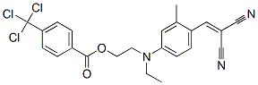 4-(トリクロロメチル)安息香酸[2-[[4-(2,2-ジシアノエテニル)-3-メチルフェニル]エチルアミノ]エチル] 化学構造式