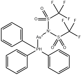 ビス(トリフルオロメタンスルホニル)イミド酸トリフェニルホスフィン金(I), min. 98% 化学構造式