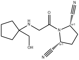 1-[[[(1-HYDROXYMETHYL)CYCLOPENTYL]AMINO]ACETYL]-2,5-CIS-PYRROLIDINEDICARBONITRILE HYDROCHLORIDE Struktur