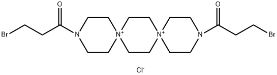 3,12-ビス(3-ブロモプロパノイル)-3,12-ジアザ-6,9-ジアゾニアジスピロ[5.2.5.2]ヘキサデカン·ジクロリド 化学構造式