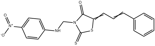 4-Thiazolidinone, 3-(((4-nitrophenyl)amino)methyl)-5-(3-phenyl-2-prope nylidene)-2-thioxo- Struktur