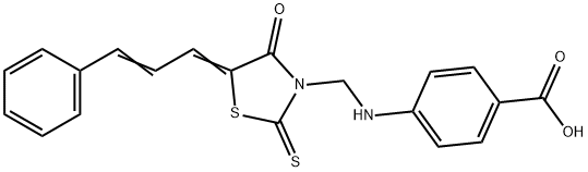 4-(((5-(3-Phenyl-2-propenylidene)-4-oxo-2-thioxothiazolidin-3-yl)methy l)amino)benzoic acid,86650-15-9,结构式