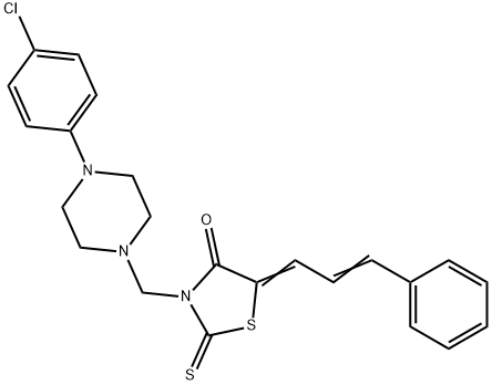 4-Thiazolidinone, 3-((4-(4-chlorophenyl)-1-piperazinyl)methyl)-5-(3-ph enyl-2-propenylidene)-2-thioxo- Struktur