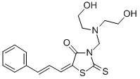 4-Thiazolidinone, 3-((bis(2-hydroxyethyl)amino)methyl)-5-(3-phenyl-2-p ropenylidene)-2-thioxo-,86650-23-9,结构式