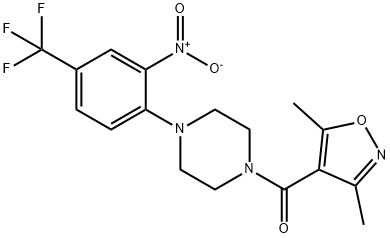 Methanone, (3,5-dimethyl-4-isoxazolyl)[4-[2-nitro-4-(trifluoromethyl)phenyl]-1-piperazinyl]- Structure