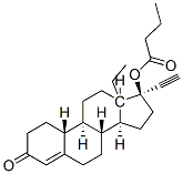 13-エチル-17α-(1-オキソブトキシ)-18,19-ジノルプレグナ-4-エン-20-イン-3-オン 化学構造式