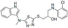 1-[(2-chlorophenyl)amino]-3-[[5-(1H-indol-3-ylmethylamino)-1,3,4-thiad iazol-2-yl]sulfanyl]propan-2-ol Struktur