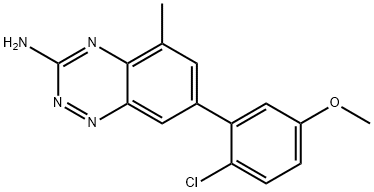 7-(2-クロロ-5-メトキシフェニル)-5-メチル-1,2,4-ベンゾトリアジン-3-アミン 化学構造式