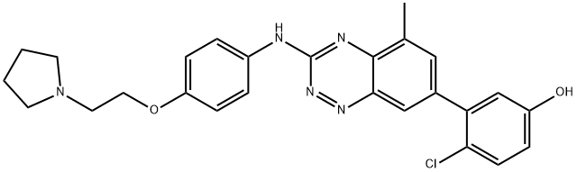 Phenol, 4-chloro-3-[5-Methyl-3-[[4-[2-(1-pyrrolidinyl)ethoxy]phenyl]aMino]-1,2,4-benzotriazin-7-yl]- Structure