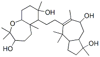 Decahydro-2,2,5a,7-tetramethyl-6-[2-(1,2,3,3a,4,7,8,8a-octahydro-1,7-dihydroxy-1,4,4,6-tetramethylazulen-5-yl)ethyl]-1-benzoxepine-3,7-diol Struktur