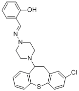 2-(((4-(2-Chloro-10,11-dihydrodibenzo(b,f)thiepin-10-yl)-1-piperazinyl )imino)methyl)phenol Struktur