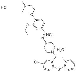 1-Piperazinamine, 4-(8-chloro-10,11-dihydrodibenzo(b,f)thiepin-10-yl)- N-((4-(2-(dimethylamino)ethoxy)-3-ethoxyphenyl)methylene)-, dihydrochl oride, hydrate Structure
