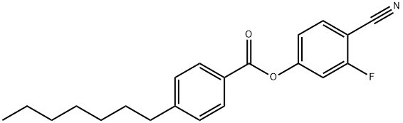 ４シアノ３フルオロフエニル＝４ヘプチルベンゾアト 化学構造式