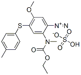 2-[(ethoxycarbonyl)methylamino]-5-methoxy-4-[(4-methylphenyl)thio]benzenediazonium hydrogen sulphate Struktur