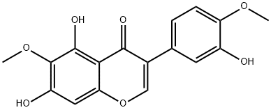 3-[3-ヒドロキシ-4-メトキシフェニル]-5,7-ジヒドロキシ-6-メトキシ-4H-1-ベンゾピラン-4-オン 化学構造式