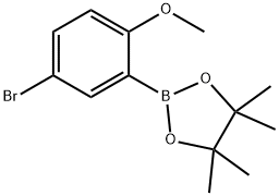 2-(5-ブロモ-2-メトキシフェニル)-4,4,5,5-テトラメチル-1,3,2-ジオキサボロラン 化学構造式