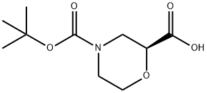 (S)-N-BOC-モルホリン-2-カルボン酸 化学構造式