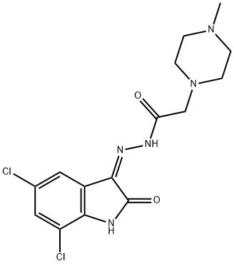 1-Piperazineacetic acid, 4-methyl-, (5,7-dichloro-2-oxo-3-indolinylide ne)hydrazide, (Z)- Struktur