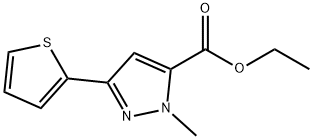 1-メチル-3-チエン-2-イル-1H-ピラゾール-5-カルボン酸エチル 化学構造式
