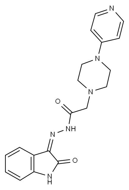 1-Piperazineacetic acid, 4-(4-pyridinyl)-, (1,2-dihydro-2-oxo-3H-indol -3-ylidene)hydrazide Structure
