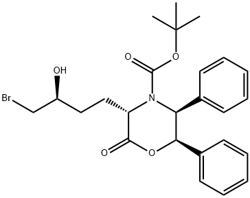 (3S,5S,6R)-3-[(3S)-4-BroMo-3-hydroxybutyl]-2-oxo-5,6-diphenyl-4-Morpholinecarboxylic Acid tert-Butyl Ester, 869111-54-6, 结构式