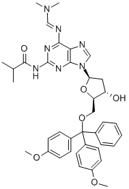 2-AMINO-5'-O-(DIMETHOXYTRITYL)-2'-DEOXY-N6-(DIMETHYLAMINOMETHYLIDENE)-N2-(ISOBUTYRYL)ADENOSINE 化学構造式