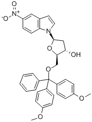 1-[5-O-[二(4-甲氧基苯基)苯基甲基]-2-脱氧-BETA-D-赤式-呋喃戊糖基]-5-硝基-1H-吲哚, 869355-18-0, 结构式