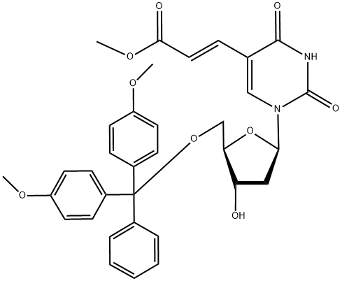 [E]-5-(2-CARBOMETHOXYVINYL)-5'-O-(DIMETHOXYTRITYL)-2'-DEOXYURIDINE Struktur