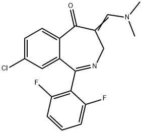 (E)-8-氯-1-(2,6-二氟苯基)-4 - ((二甲基氨基)亚甲基)-3H-苯并[C]氮杂-5, 869366-10-9, 结构式