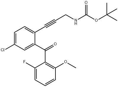 CARBAMIC ACID, [3-[4-CHLORO-2-(2-FLUORO-6-METHOXYBENZOYL)PHENYL]-2-PROPYNYL]-, 1,1-DIMETHYLETHYL ESTER Struktur