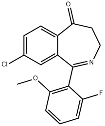 (E)-8-CHLORO-1-(2-FLUORO-6-METHOXYPHENYL)-3H-BENZO[C]AZEPIN-5(4H)-ONE Struktur