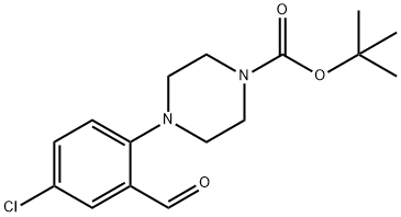 tert-Butyl 4-(4-chloro-2-formylphenyl)tetrahydro-1(2H)-pyrazinecarboxylate Struktur