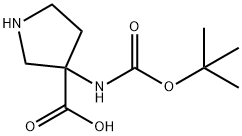 3-(叔丁氧羰基)氨基吡咯烷-3-甲酸, 869786-49-2, 结构式