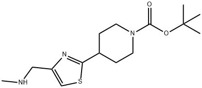 TERT-BUTYL 4-[4-[(METHYLAMINO)METHYL]-1,3-THIAZOL-2-YL]PIPERIDINE-1-CARBOXYLATE Struktur