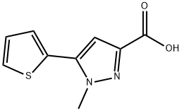1-メチル-5-(2-チエニル)-1H-ピラゾール-3-カルボン酸 化学構造式