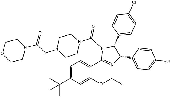 2-[4-[[(4S,5R)-4,5-双(4-氯苯基)-2-[4-(1,1-二甲基乙基)-2-乙氧基苯基]-4,5-二氢-1H-咪唑-1-基]羰基]-1-哌嗪基]-1-(4-吗啉基)乙酮, 870120-40-4, 结构式