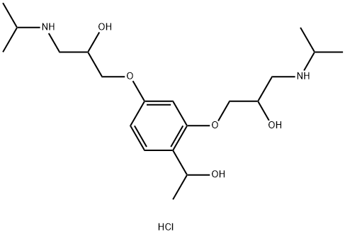 1-[2-(1-hydroxyethyl)-5-[2-hydroxy-3-(propan-2-ylamino)propoxy]phenoxy ]-3-(propan-2-ylamino)propan-2-ol dihydrochloride 化学構造式