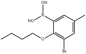 3-ブロモ-2-ブトキシ-5-メチルフェニルボロン酸 化学構造式