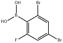 2,4-ジブロモ-6-フルオロフェニルボロン酸 化学構造式